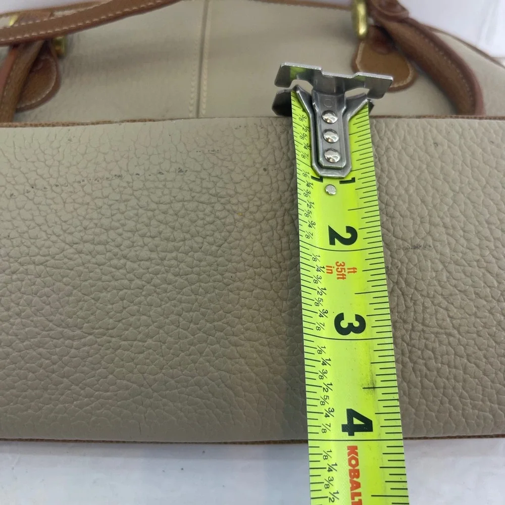 Vintage Liz Claiborne Crossbody Satchel Bag Medium Beige Tan Leather 90s Minimal